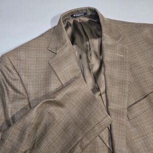 Vintage Hart Schaffner Marx 46S Brown Plaid Blazer Sport Coat Made in USA